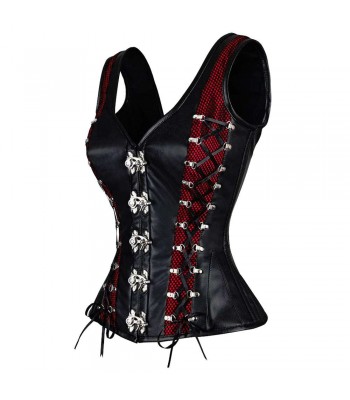 Women Corset Janyse Overbust Corset Faux Leather Shoulder Straps